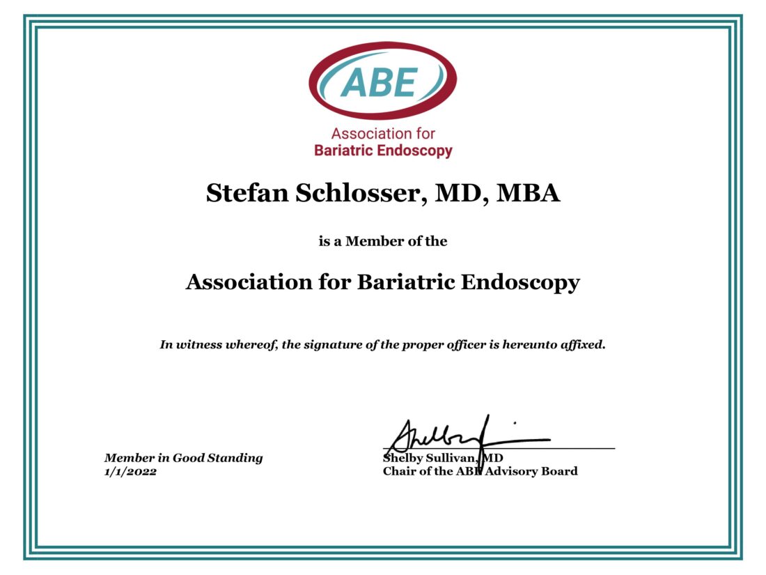 Schlosser ABE Certificate